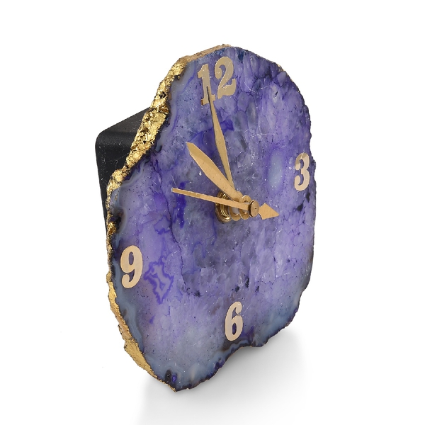Tucson Rare Finds - Handmade Agate Quartz Table Clock (Size 10-11.5 Cm) - Purple