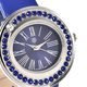 STRADA Japanese Movement White and Blue Austrian Crystal Studded Water Resistant Watch with Blue Strap