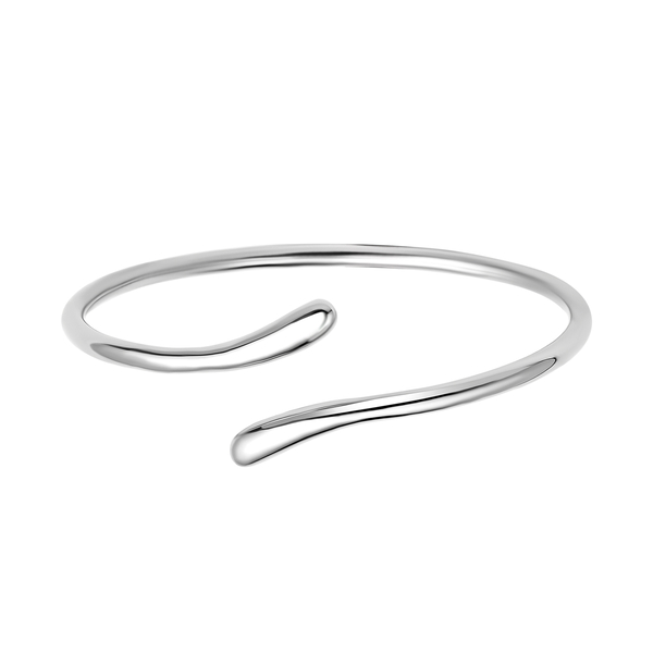 LUCYQ Drip Collection - Rhodium Overlay Sterling Silver Bangle (Size 7), Silver Wt. 7.71Gms
