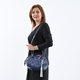 Silk & Leather Brocade Floral Pattern Bag with Handle Drop and Adjustable Strap (Size 35x23x13cm) - Blue