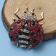 Multi Colour Austrian Crystal Enamelled Ladybird Brooch in Gold Tone