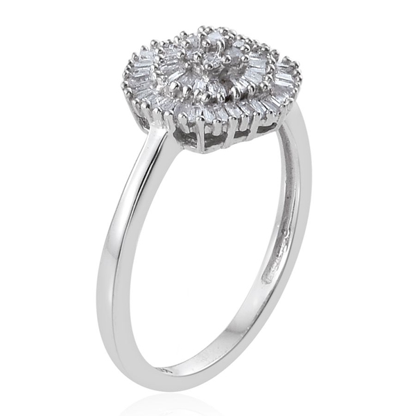 Diamond (Rnd) Cluster Ring in Platinum Overlay Sterling Silver 0.330 Ct.