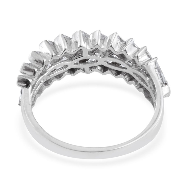 Lustro Stella - Platinum Overlay Sterling Silver (Bgt) Ring Made with Finest CZ
