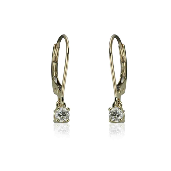 14K Y Gold IGI Certified Diamond (Rnd) (I2/ G-H) Lever Back Earrings 0.520 Ct.