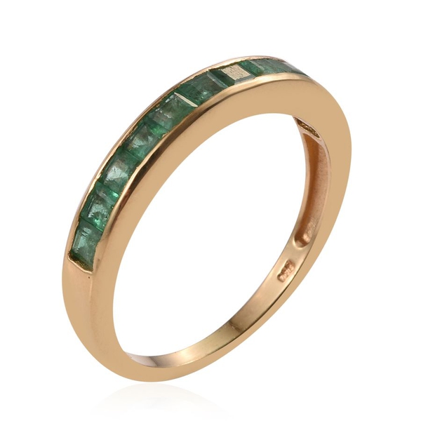 Very Rare Kagem Zambian Emerald (Sqr) Half Eternity Band Ring in 14K Gold Overlay Sterling Silver 1.000 Ct.