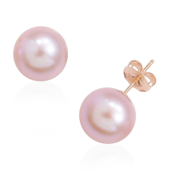 Close Out Deal 14K Y Gold AAA Fresh Water Pink Pearl Ball Stud Earrings (with Push Back) 7.500 Ct. (Rare Size 8.5-9.0 MM)