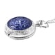 GENOA Japanese Movement Water Resistant Rose Carved Lapis Pocket Watch with Chain (Size 31) in Silver Tone