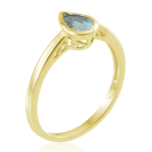 Set of 3 - Paraibe Apatite (Ovl,Rnd,Pear) Solitaire Ring in Yellow Gold Overlay Sterling Silver 1.750 Ct.