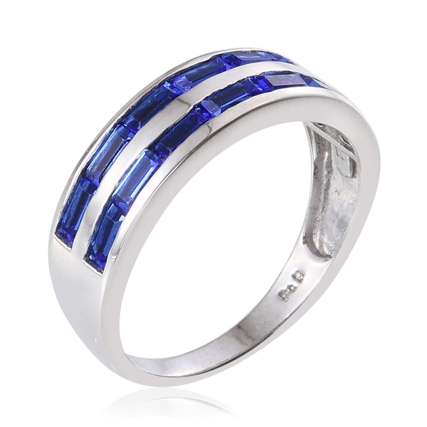 - Sapphire Colour Crystal (Bgt) Ring in ION Plated Platinum Bond