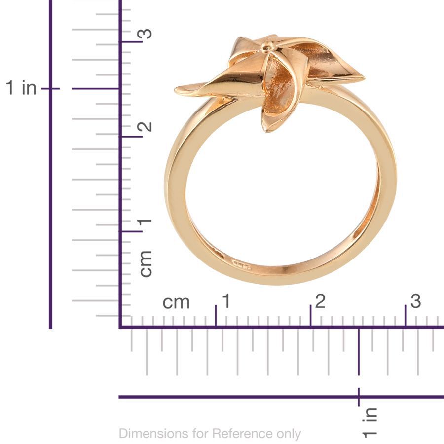 14K Gold Overlay Sterling Silver Origami Windmill Ring, Silver wt 2.97 Gms.