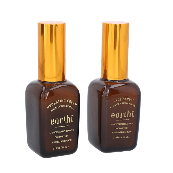 Shungite Enriched Earthi Rose and Grapefruit Facial Serum with complementary Grapeseed and Saffron Hydrating cream(50ml+50ml)