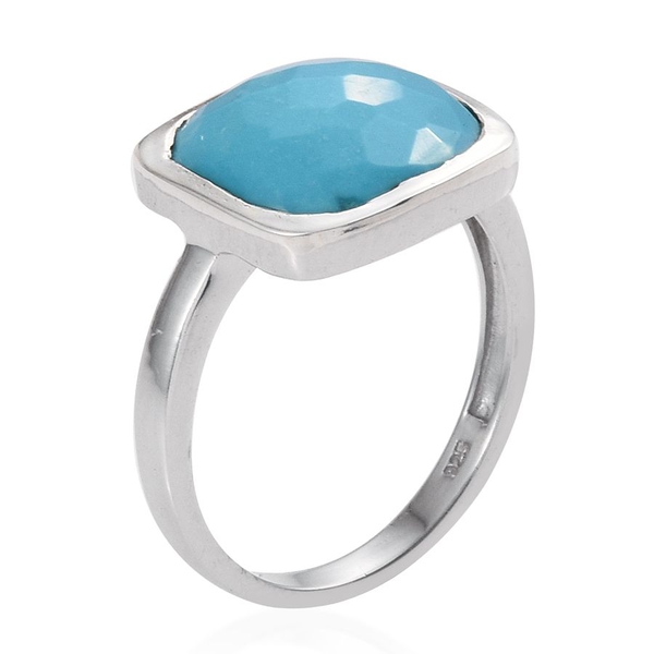 Arizona Sleeping Beauty Turquoise (Cush) Solitaire Ring in Platinum Overlay Sterling Silver 5.250 Ct.