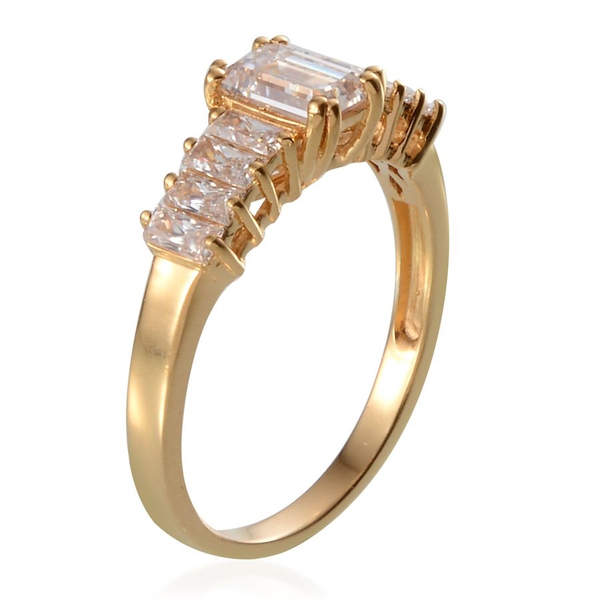 Lustro Stella - 14K Gold Overlay Sterling Silver (Oct) Ring Made with Finest CZ 1.940 Ct.