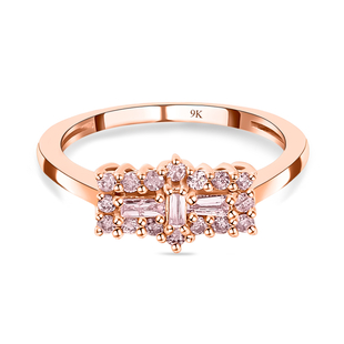 9K Rose Gold Natural Pink Diamond Boat Ring 0.33 Ct.