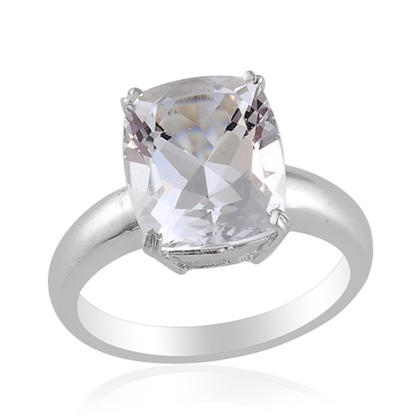 Golconda Diamond Topaz (Cush) Solitaire Ring in Platinum Overlay Sterling Silver  6.250 Ct.