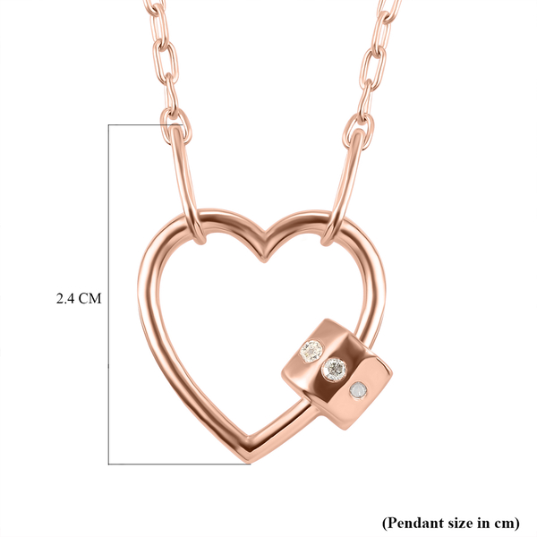 Diamond Heart Necklace (Size - 20) in Rose Gold Overlay Sterling Silver