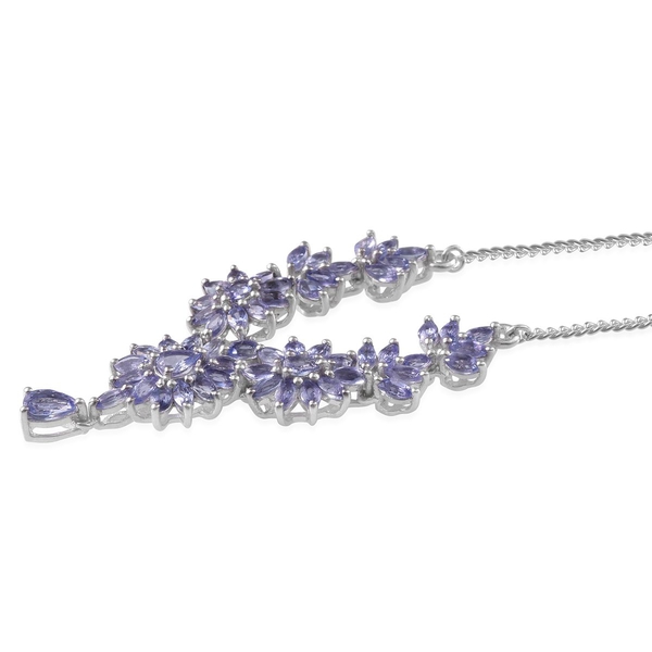 Tanzanite (Pear) Necklace (Size 18) in Platinum Overlay Sterling Silver 6.500 Ct.
