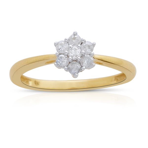 0.25 Carat Diamond Floral Ring in 9K Yellow Gold SGL Certified
