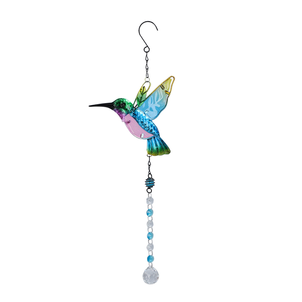 Set of 2 - Decorative Hanging Crystal Hummingbird and Dragonfly Suncatcher