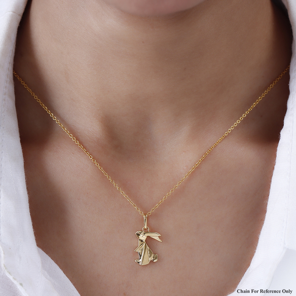 Origami Bunny Pendant in 14K Gold Overlay Sterling Silver