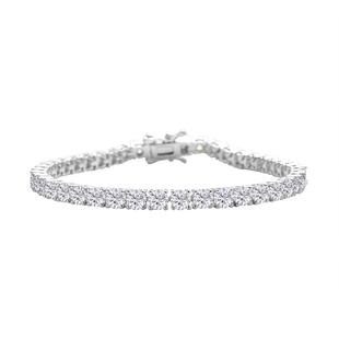 Moissanite Bracelet (Size - 7) in Rhodium Overlay Sterling Silver 9.25 Ct, Silver Wt. 8.00 Gms