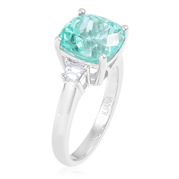 ILIANA 18K W Gold AAA Boyaca Colombian Emerald (Cush 4.75 Ct), Diamond (SI-F-G) Ring 5.150 Ct.