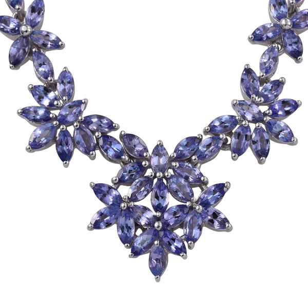 Tanzanite (Mrq) Necklace (Size 18) in Platinum Overlay Sterling Silver 15.000 Ct.