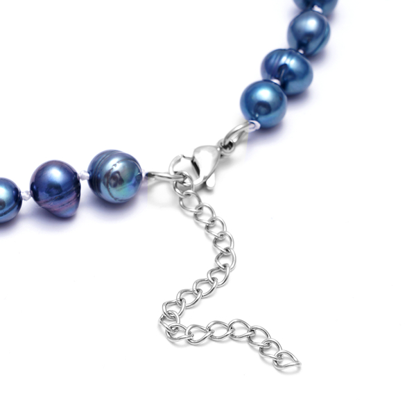 3 Piece Set -  Peacock Freshwater Pearl Stretchable Bracelet (Size 6.5-7.5), Stud Earrings (with Push Back) and Necklace (Size 18 with 2 inch Extender)