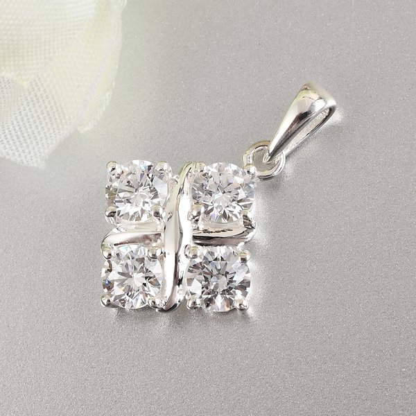 Lustro Stella Sterling Silver Pendant Made with Finest CZ 3.40 Ct.