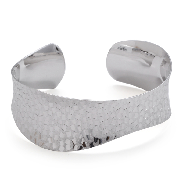 Close Out Deal Rhodium Plated Sterling Silver Cuff Bangle (Size 7.5), Silver wt 20.60 Gms.