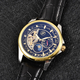 GENOA Automatic Mechanical Movement Skeleton Black Dial Water Resistant Watch with Black Strap