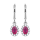 African Ruby and Natural Cambodian Zircon Dangling Earrings (with Lever Back) in Sterling Silver 1.5