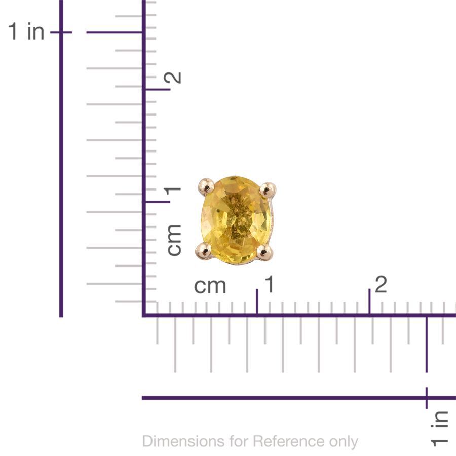 9K Yellow Gold 1 Carat Yellow Sapphire Oval Solitaire Stud Earrings.