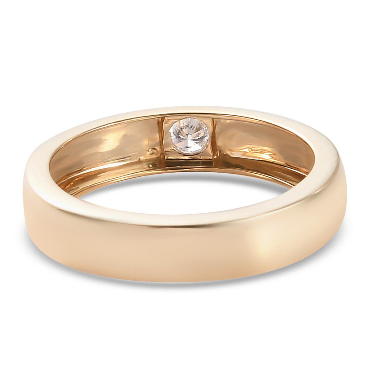 9K Yellow Gold SGL Certified White Diamond (I1/G-H) Flush Setting Band Ring