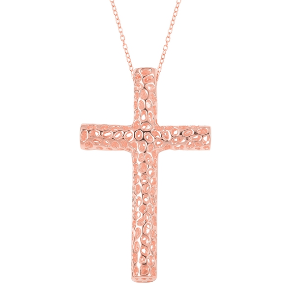 RACHEL GALLEY Cross Pendant With Chain in Rose Gold Plated Sterling Silver 30 Inch
