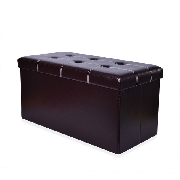 New Faux PU Leather Chocolate Colour Foldable Large Storage Box