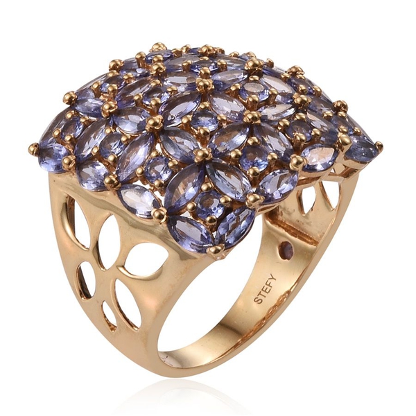 Stefy Tanzanite (Mrq), Pink Sapphire Floral Ring in 14K Gold Overlay Sterling Silver 6.020 Ct.