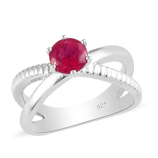 African Ruby (FF) Solitaire Ring in Platinum Overlay Sterling Silver 1.23 Ct.