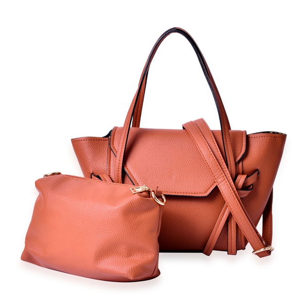 Set of 2 - Tan  Colour Large and Small Handbag with Adjustable and Removable Shoulder Strap (Size 35