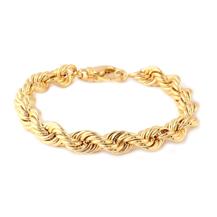 Vicenza Collection- Italian Made - 9K Yellow Gold Rope Bracelet (Size 8 ...
