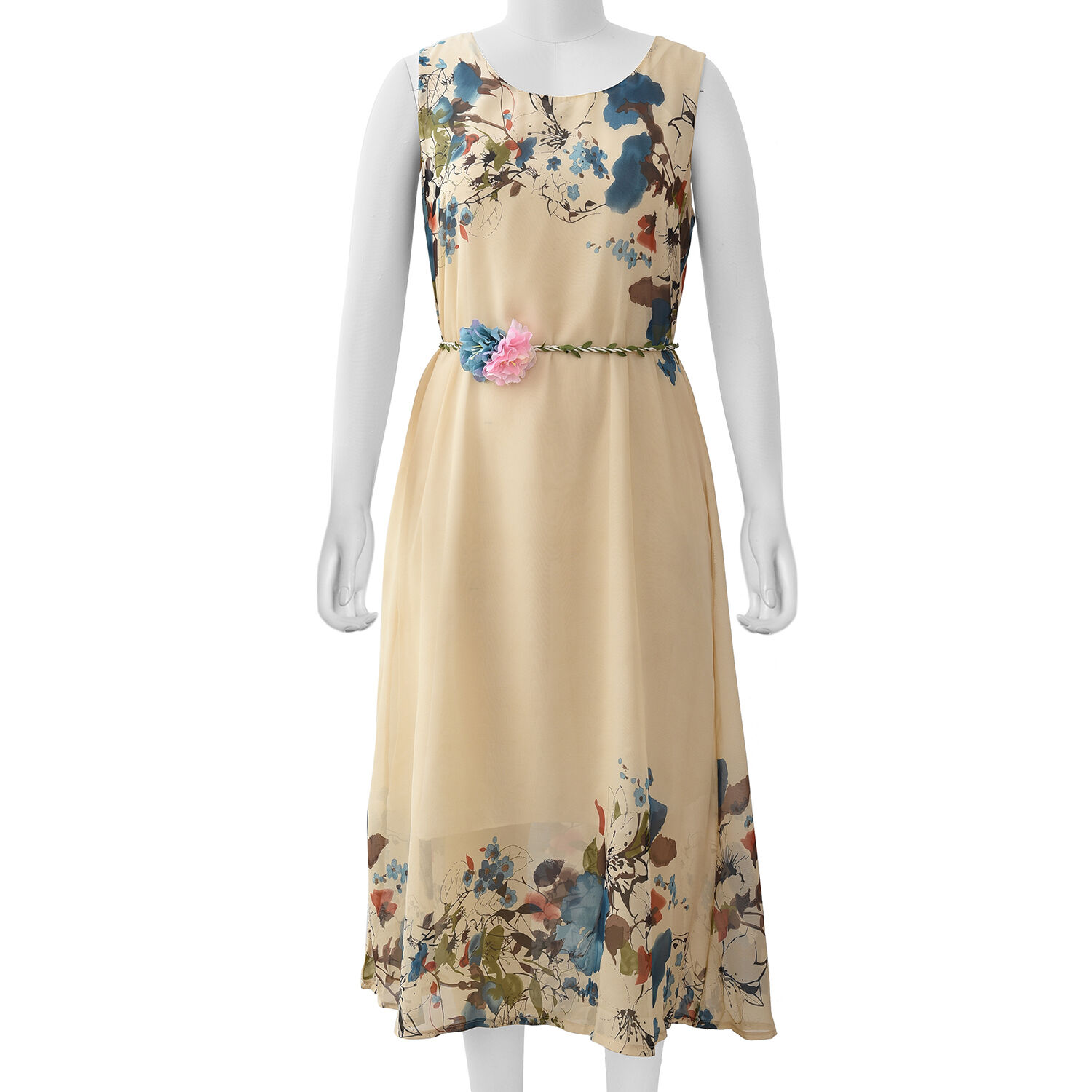 Coffee Colour Plum Blossom Flower Pattern One Piece Dress