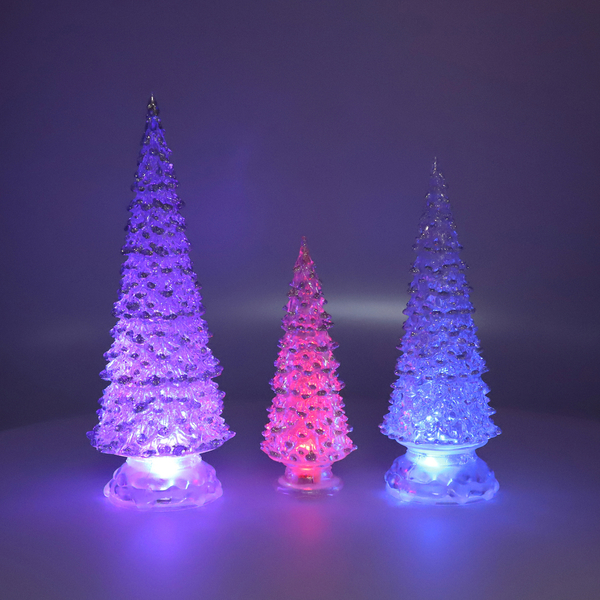 3 Piece Set White Colour Crystal Tree with Colour Changing LED Lights