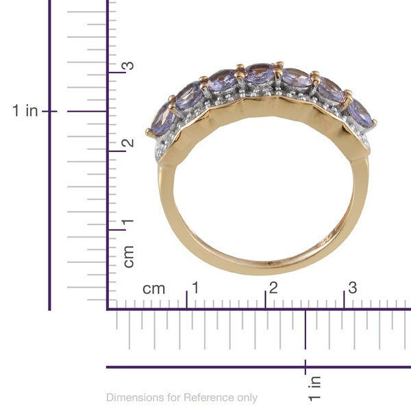 Tanzanite (Rnd), White Topaz Ring in 14K Gold Overlay Sterling Silver 1.500 Ct.