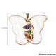 White Shell Pearl and Multi Colour Drusy Quartz Butterfly Pendant with Chain (Size 24 with 2 inch Extender) in Yellow Gold Tone