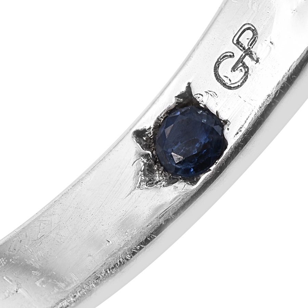 GP Rhodolite Garnet (Rnd), Kanchanaburi Blue Sapphire Cluster Ring in Platinum Overlay Sterling Silver 4.750 Ct.