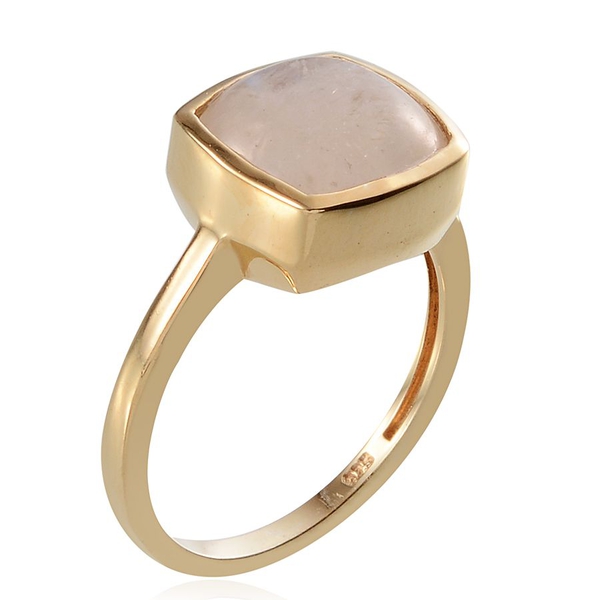 Rainbow Moonstone (Cush 5.25 Ct) Solitaire Ring in 14K Gold Overlay Sterling Silver 5.250 Ct.