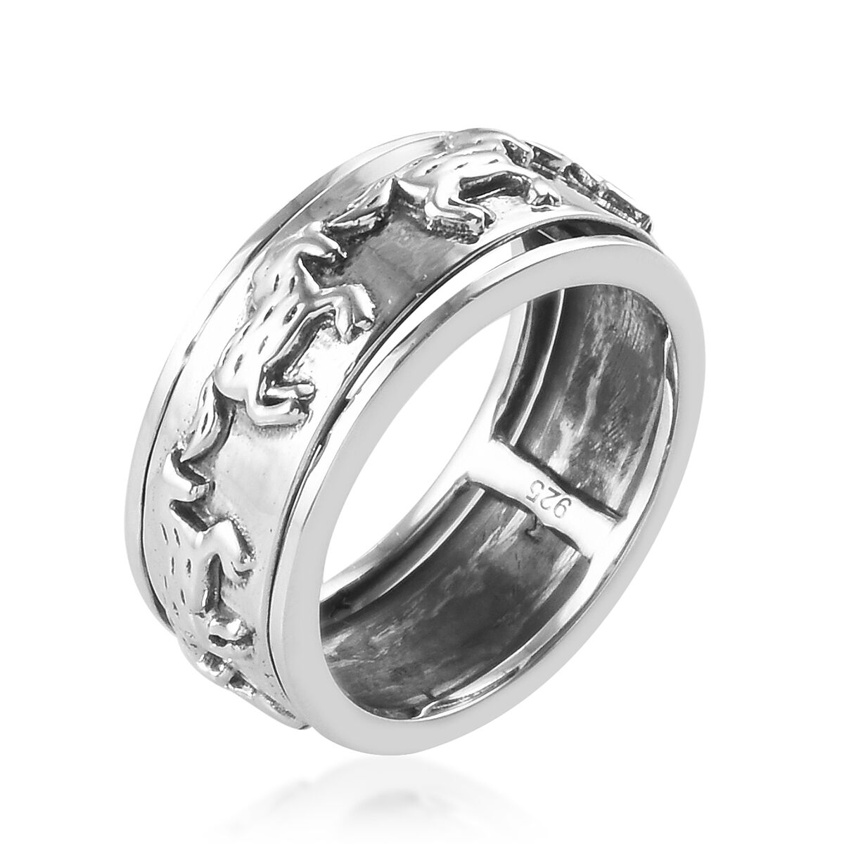 Sterling Silver Horse Spinner Ring, Silver wt 5.00 Gms