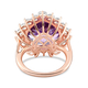 Rose De France Amethyst and White Topaz Ring in Rose Gold Overlay Sterling Silver 10.49 Ct, Silver Wt. 6.00 Gms