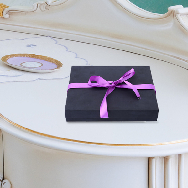 Luxury Black Necklace Gift Box With Purple Ribbon [22.1x17.1x4cm]
