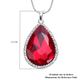 3 Piece Set - Simulated Ruby, White Austrian Crystal Pendant with Chain (Size 24 with 3 inch Extender) in Silver Tone & Fuchsia with Multi Colour Scarf (Size 50 Cm) in Gift Box